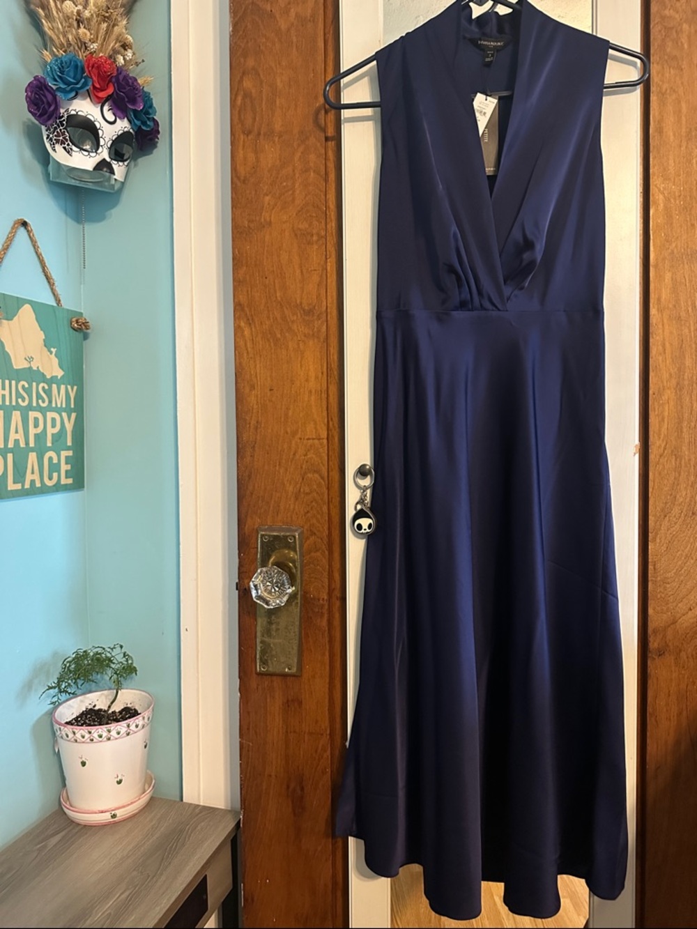 Banana Republic Navy Sleeveless Wrap Maxi Dress